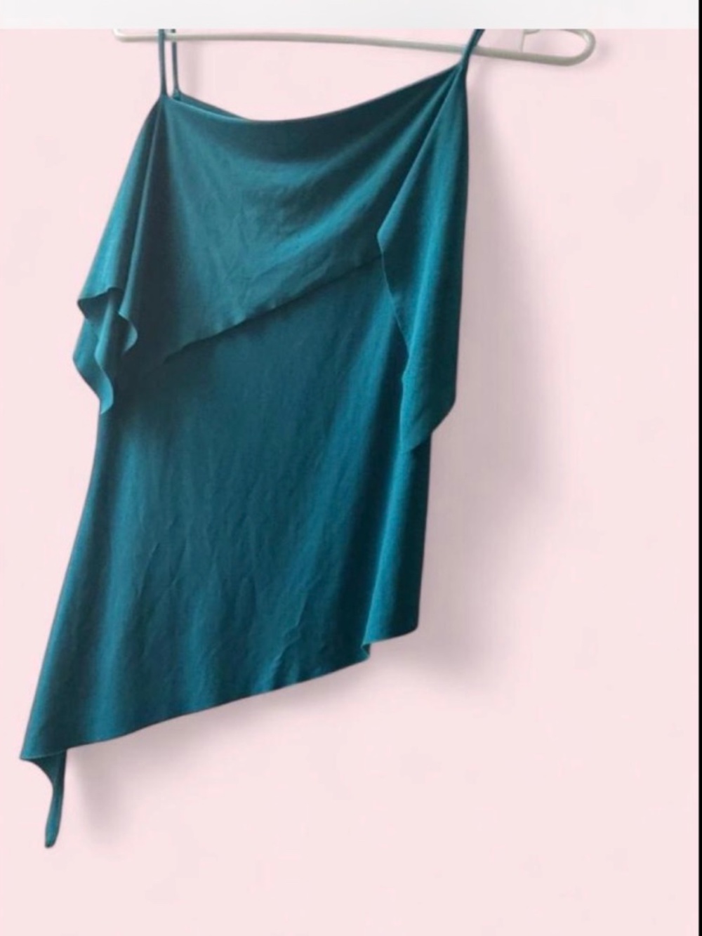 Rave brand asymmetrical top with tiny straps. Blue been size large vintage 1990